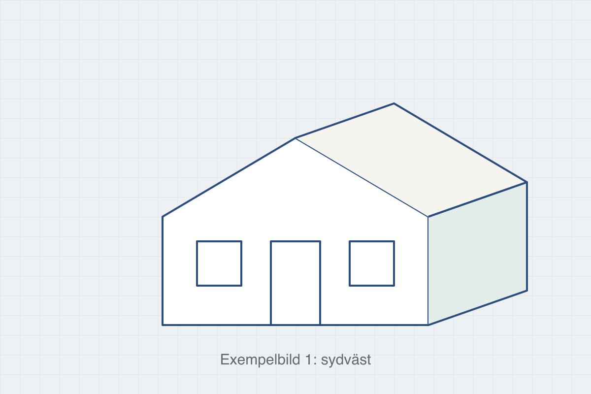 3D-modell i SketchUp av en villa, sedd från sydväst