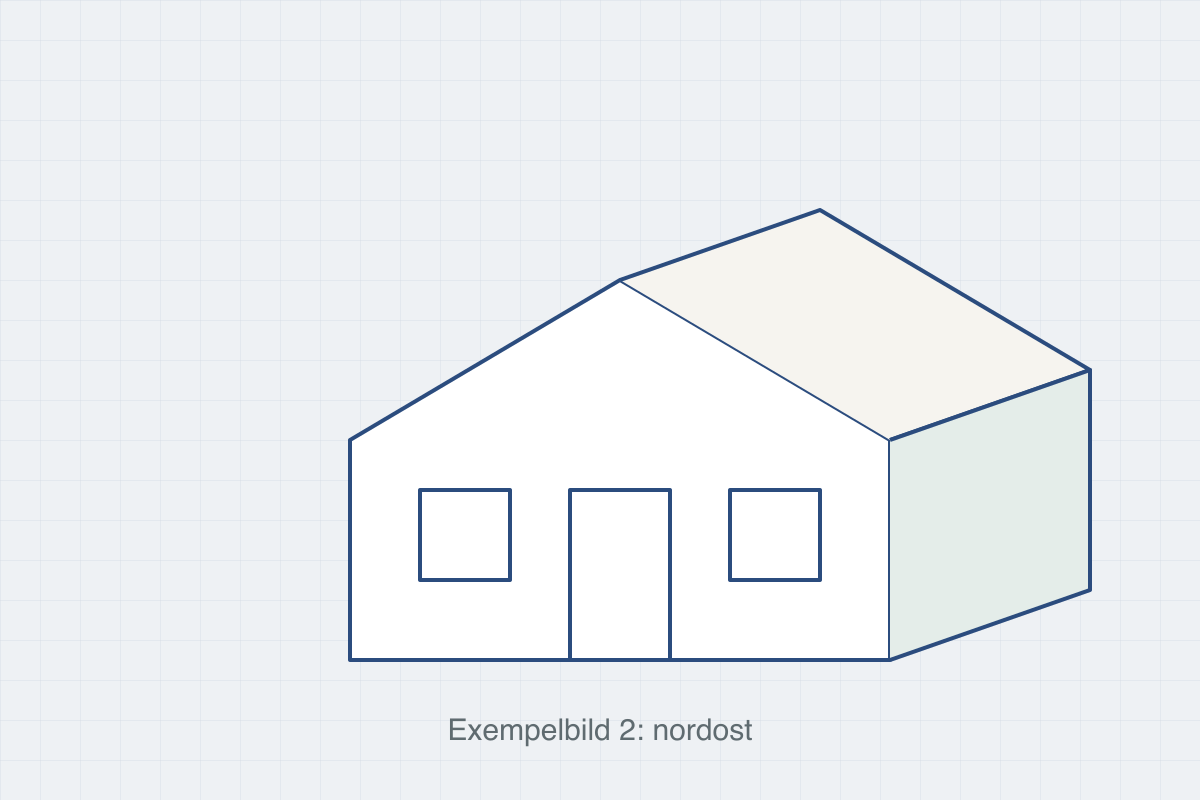 Samma modell sedd från nordost med tak och fönster